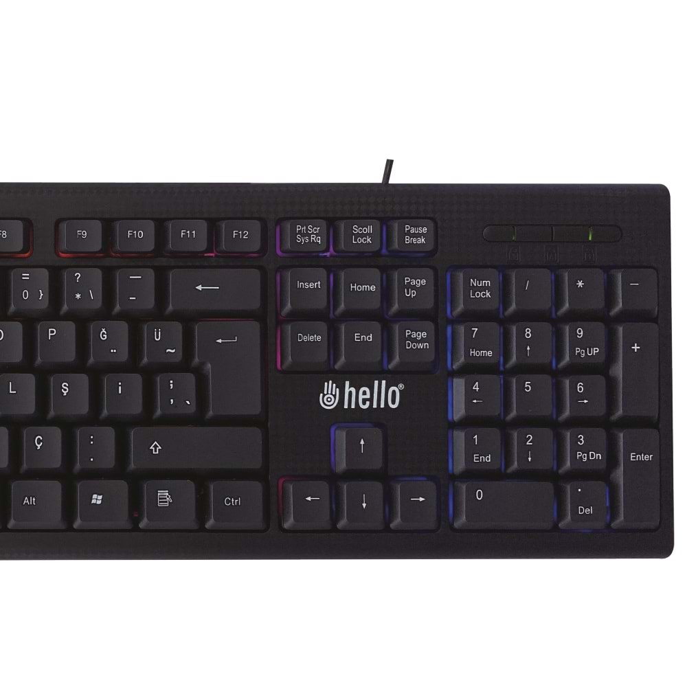 2573 Hello Işıklı Kablolu Oyuncu Klavye + Mouse Combo Set