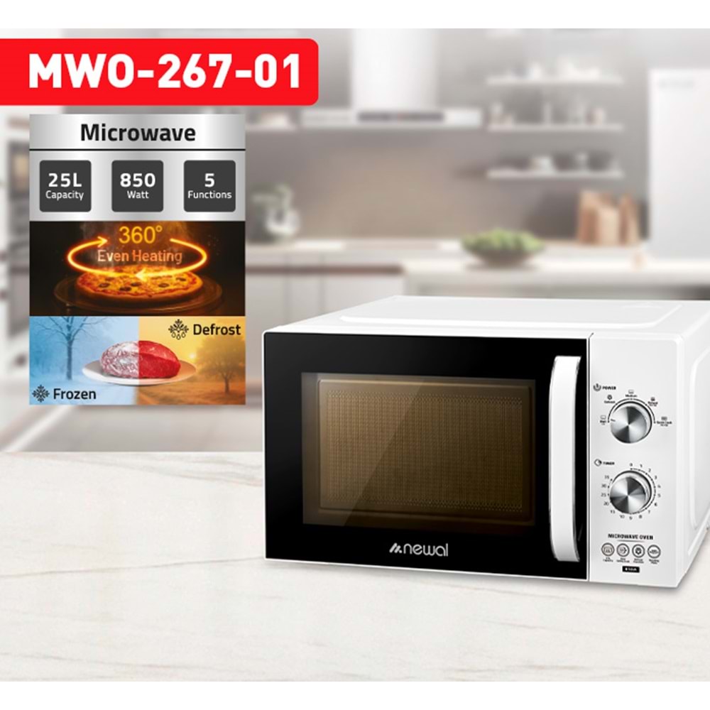 Newal MWO267/1 Beyaz Mikrodalga 25L