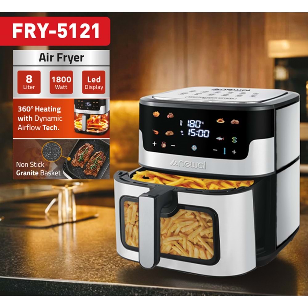 Newal FRY5121 Airfryer Dijital 8L