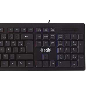 2573 Hello Işıklı Kablolu Oyuncu Klavye + Mouse Combo Set