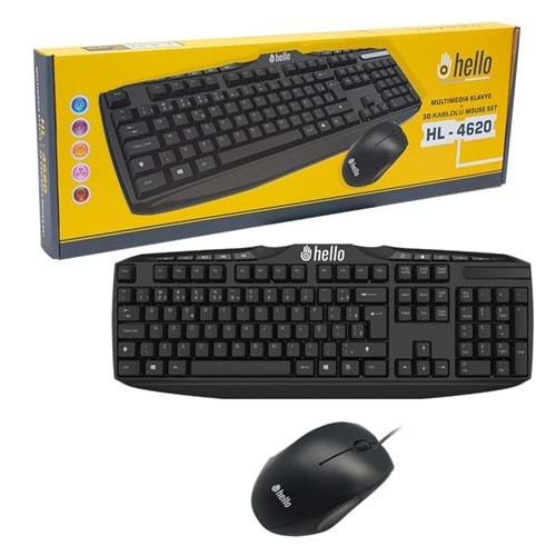 4620 Hello Multimedia Klavye + 3D Mouse Kablolu Set
