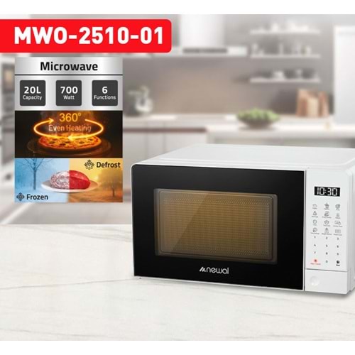 Newal MWO2510/1 Beyaz Mikrodalga 20L Dijital
