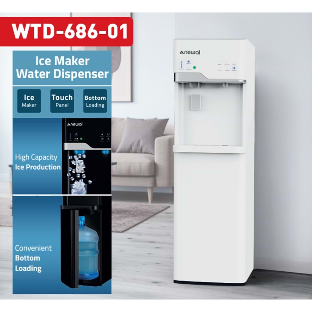 Newal WTD686/1 Su Sebili & Buz Makinesi Alttan Damacana